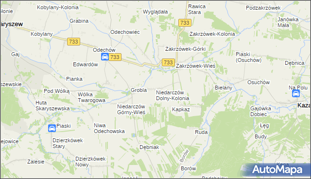 mapa Niedarczów Dolny-Kolonia, Niedarczów Dolny-Kolonia na mapie Targeo