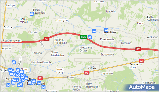 mapa Niedziałka Druga, Niedziałka Druga na mapie Targeo