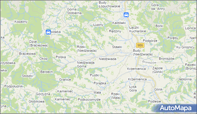 mapa Niedźwiada gmina Ropczyce, Niedźwiada gmina Ropczyce na mapie Targeo