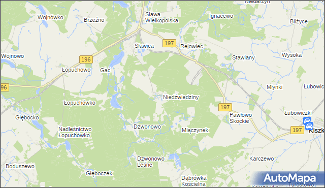 mapa Niedźwiedziny, Niedźwiedziny na mapie Targeo