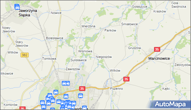 mapa Niegoszów, Niegoszów na mapie Targeo