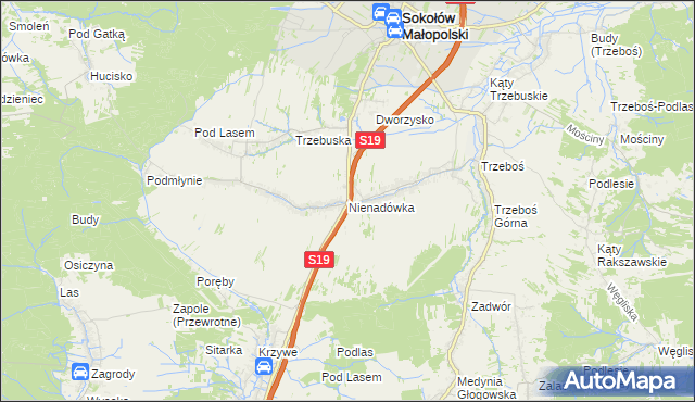 mapa Nienadówka, Nienadówka na mapie Targeo