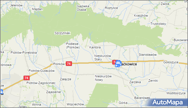 mapa Nieskurzów Stary, Nieskurzów Stary na mapie Targeo