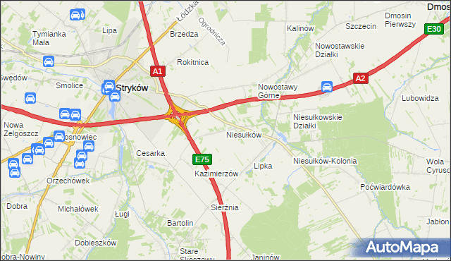 mapa Niesułków, Niesułków na mapie Targeo