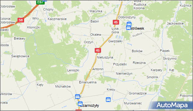 mapa Nietuszyna, Nietuszyna na mapie Targeo