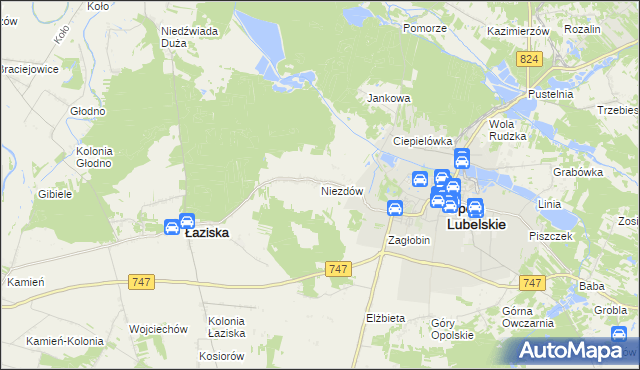 mapa Niezdów gmina Opole Lubelskie, Niezdów gmina Opole Lubelskie na mapie Targeo