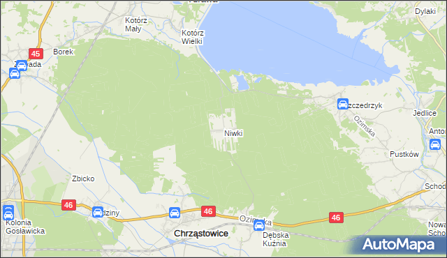 mapa Niwki gmina Chrząstowice, Niwki gmina Chrząstowice na mapie Targeo