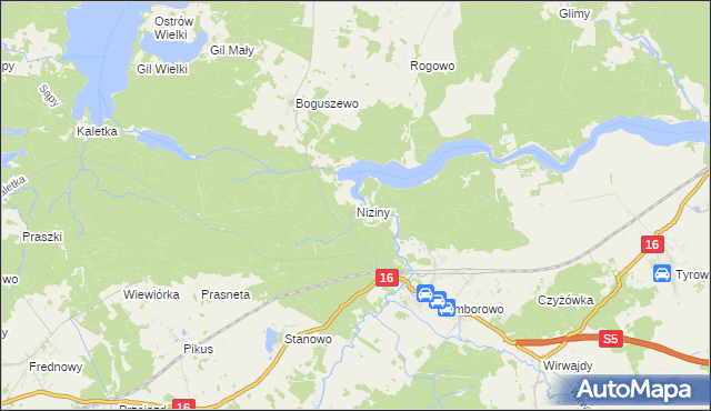 mapa Niziny gmina Iława, Niziny gmina Iława na mapie Targeo