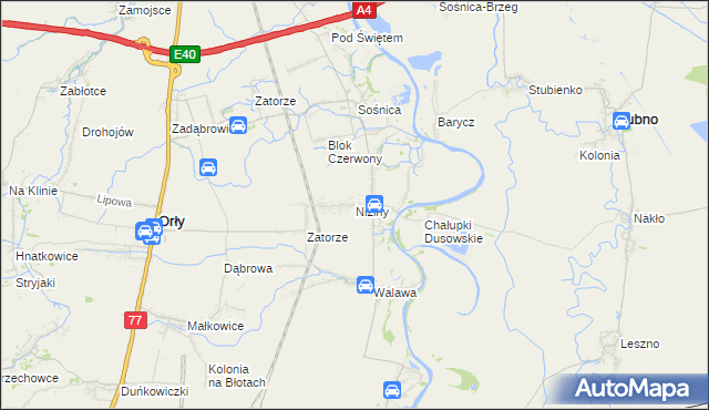 mapa Niziny gmina Orły, Niziny gmina Orły na mapie Targeo