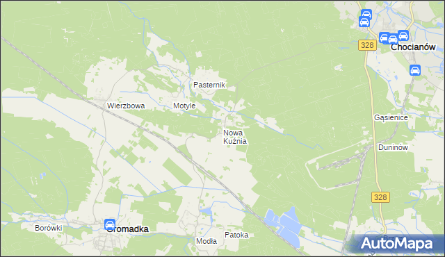 mapa Nowa Kuźnia gmina Gromadka, Nowa Kuźnia gmina Gromadka na mapie Targeo