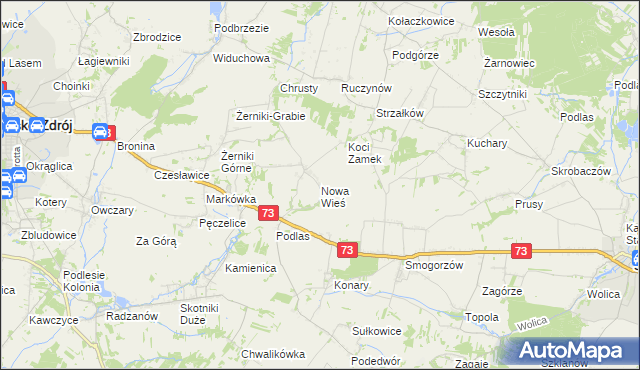 mapa Nowa Wieś gmina Busko-Zdrój, Nowa Wieś gmina Busko-Zdrój na mapie Targeo