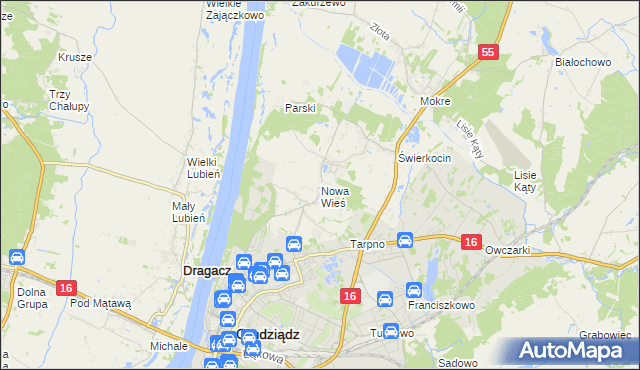 mapa Nowa Wieś gmina Grudziądz, Nowa Wieś gmina Grudziądz na mapie Targeo