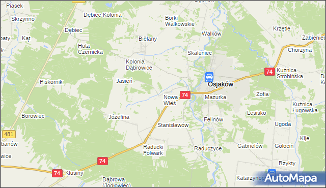 mapa Nowa Wieś gmina Osjaków, Nowa Wieś gmina Osjaków na mapie Targeo