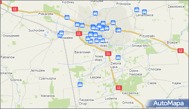 mapa Nowa Wieś gmina Pleszew, Nowa Wieś gmina Pleszew na mapie Targeo