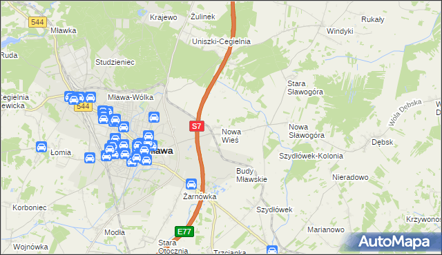 mapa Nowa Wieś gmina Szydłowo, Nowa Wieś gmina Szydłowo na mapie Targeo