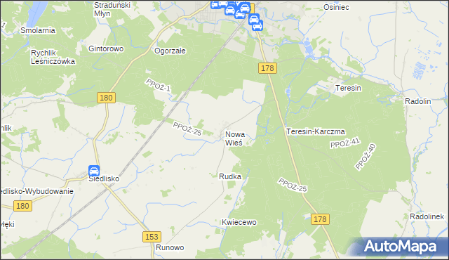 mapa Nowa Wieś gmina Trzcianka, Nowa Wieś gmina Trzcianka na mapie Targeo