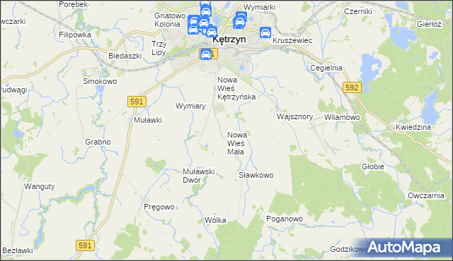 mapa Nowa Wieś Mała gmina Kętrzyn, Nowa Wieś Mała gmina Kętrzyn na mapie Targeo