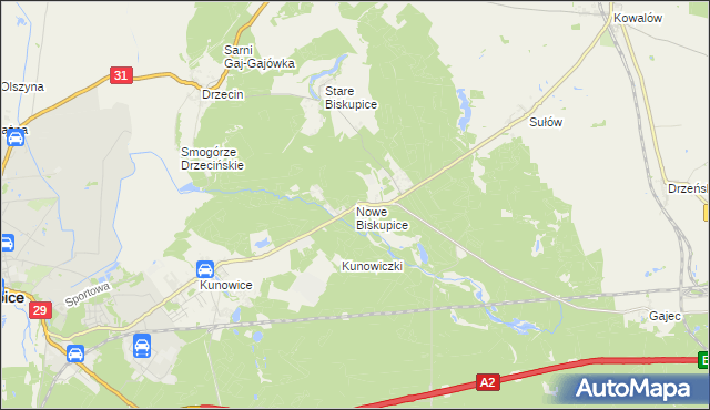 mapa Nowe Biskupice gmina Słubice, Nowe Biskupice gmina Słubice na mapie Targeo