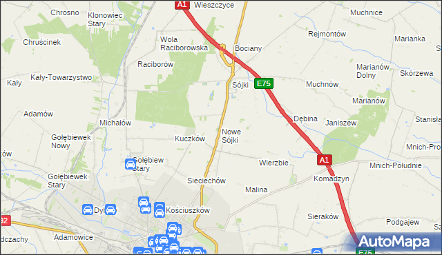 mapa Nowe Sójki, Nowe Sójki na mapie Targeo