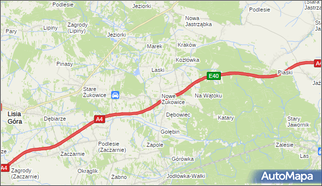 mapa Nowe Żukowice, Nowe Żukowice na mapie Targeo