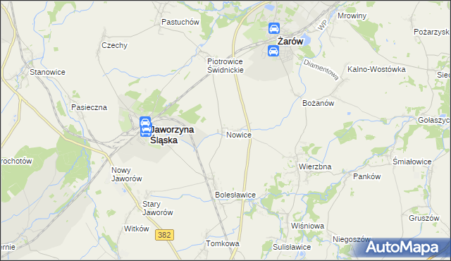 mapa Nowice gmina Jaworzyna Śląska, Nowice gmina Jaworzyna Śląska na mapie Targeo