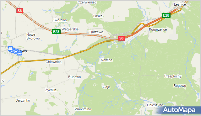 mapa Nowina gmina Potęgowo, Nowina gmina Potęgowo na mapie Targeo