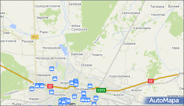 mapa Nowiny gmina Chełm, Nowiny gmina Chełm na mapie Targeo