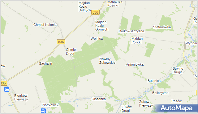 mapa Nowiny Żukowskie, Nowiny Żukowskie na mapie Targeo