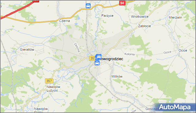 mapa Nowogrodziec, Nowogrodziec na mapie Targeo