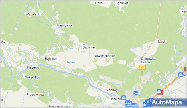 mapa Nowołoskoniec, Nowołoskoniec na mapie Targeo