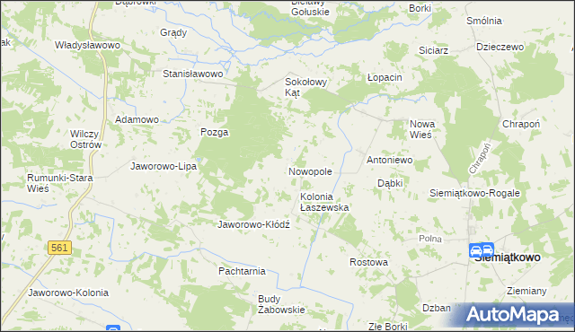 mapa Nowopole gmina Siemiątkowo, Nowopole gmina Siemiątkowo na mapie Targeo