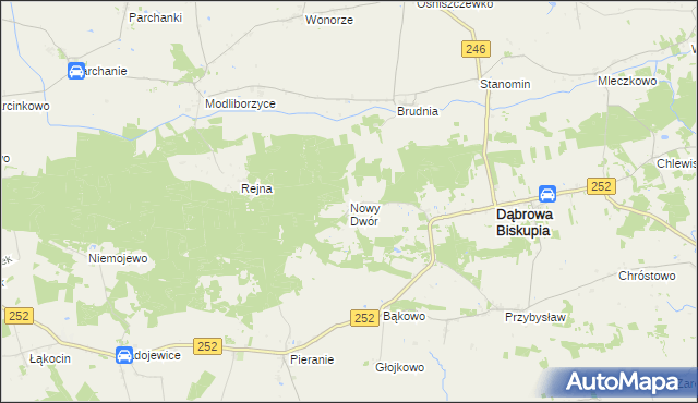 mapa Nowy Dwór gmina Dąbrowa Biskupia, Nowy Dwór gmina Dąbrowa Biskupia na mapie Targeo