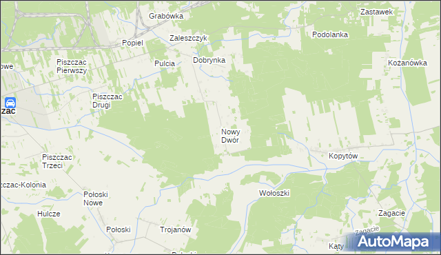 mapa Nowy Dwór gmina Piszczac, Nowy Dwór gmina Piszczac na mapie Targeo