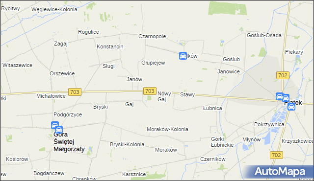 mapa Nowy Gaj gmina Góra Świętej Małgorzaty, Nowy Gaj gmina Góra Świętej Małgorzaty na mapie Targeo