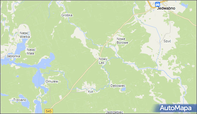 mapa Nowy Las gmina Jedwabno, Nowy Las gmina Jedwabno na mapie Targeo