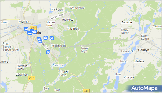 mapa Nowy Młyn gmina Cekcyn, Nowy Młyn gmina Cekcyn na mapie Targeo