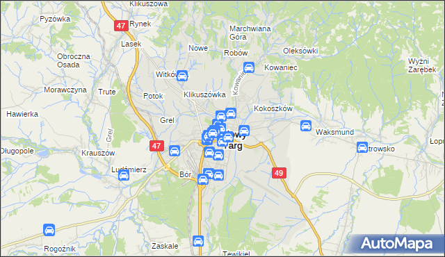 mapa Nowego Targu, Nowy Targ na mapie Targeo