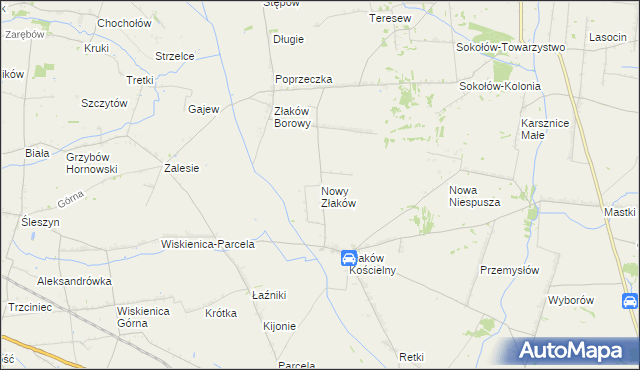 mapa Nowy Złaków, Nowy Złaków na mapie Targeo