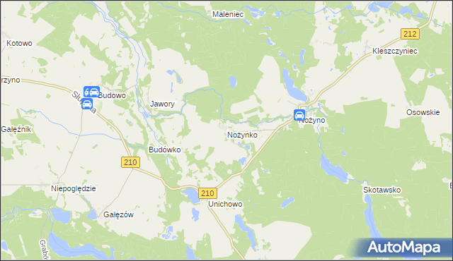 mapa Nożynko, Nożynko na mapie Targeo