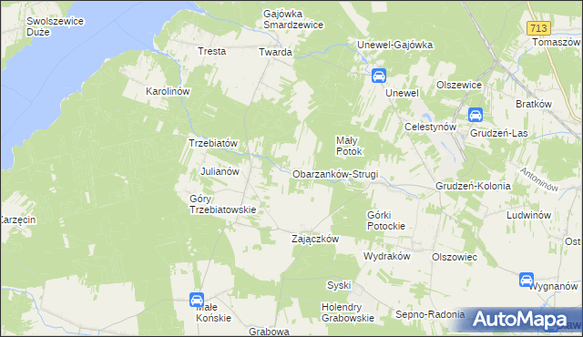 mapa Obarzanków-Strugi, Obarzanków-Strugi na mapie Targeo