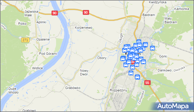 mapa Obory gmina Kwidzyn, Obory gmina Kwidzyn na mapie Targeo