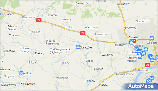 mapa Obrazów, Obrazów na mapie Targeo