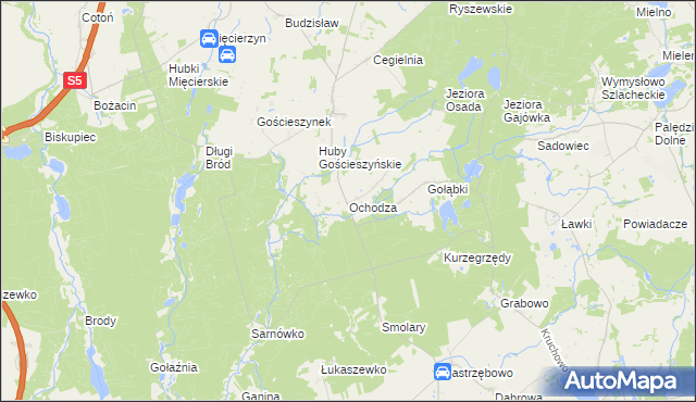 mapa Ochodza gmina Trzemeszno, Ochodza gmina Trzemeszno na mapie Targeo