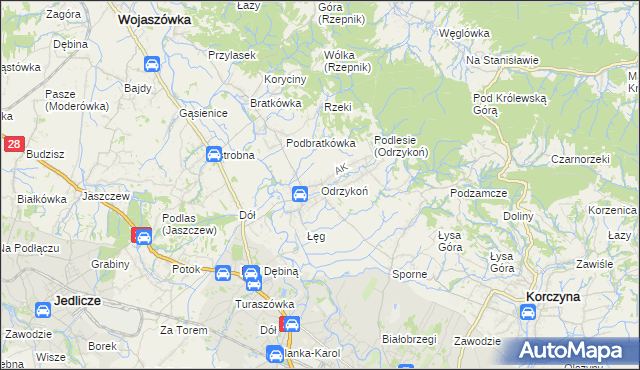 mapa Odrzykoń, Odrzykoń na mapie Targeo