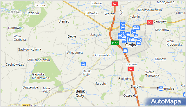 mapa Odrzywołek, Odrzywołek na mapie Targeo