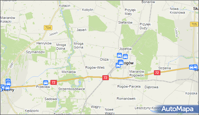 mapa Olsza gmina Rogów, Olsza gmina Rogów na mapie Targeo