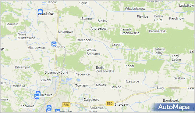 mapa Olszowiec gmina Brochów, Olszowiec gmina Brochów na mapie Targeo