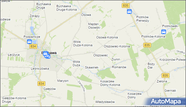 mapa Olszowiec gmina Bychawa, Olszowiec gmina Bychawa na mapie Targeo