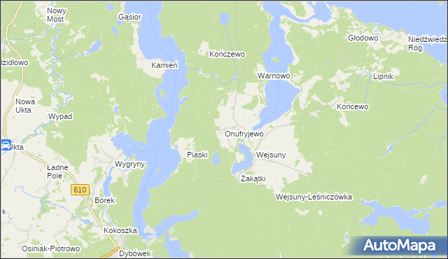 mapa Onufryjewo, Onufryjewo na mapie Targeo