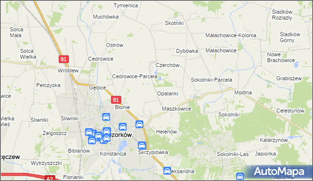 mapa Opalanki gmina Ozorków, Opalanki gmina Ozorków na mapie Targeo